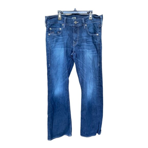 True Religion Men's Danny Jeans Size 34 Blue Denim Bootcut - Picture 1 of 13